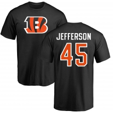 NFL Nike Cincinnati Bengals #45 Malik Jefferson Black Name & Number Logo T-Shirt