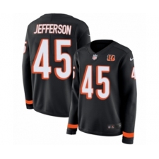 Women's Nike Cincinnati Bengals #45 Malik Jefferson Limited Black Therma Long Sleeve NFL Jersey