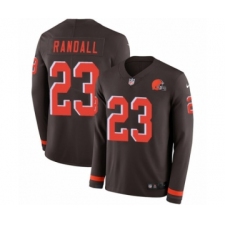 Men's Nike Cleveland Browns #23 Damarious Randall Limited Brown Therma Long Sleeve NFL Jersey