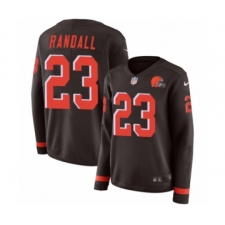 Women's Nike Cleveland Browns #23 Damarious Randall Limited Brown Therma Long Sleeve NFL Jersey