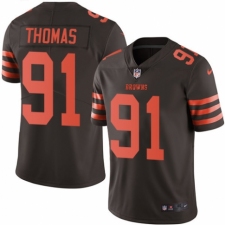 Men's Nike Cleveland Browns #91 Chad Thomas Elite Brown Rush Vapor Untouchable NFL Jersey