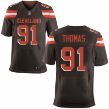 Men's Nike Cleveland Browns #91 Chad Thomas Elite Brown Team Color NFL Jersey