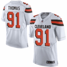 Men's Nike Cleveland Browns #91 Chad Thomas Elite White NFL Jersey