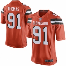 Men's Nike Cleveland Browns #91 Chad Thomas Game Orange Alternate NFL Jersey