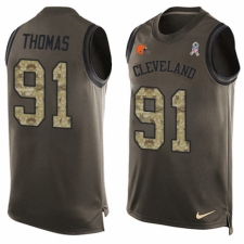 Men's Nike Cleveland Browns #91 Chad Thomas Limited Green Salute to Service Tank Top NFL Jersey