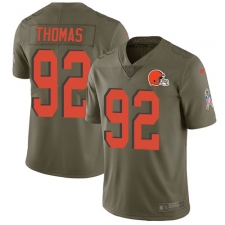 Men's Nike Cleveland Browns #92 Chad Thomas Limited Olive 2017 Salute to Service NFL Jersey