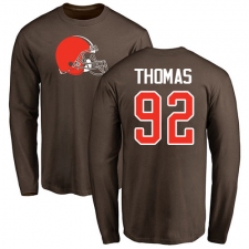 NFL Nike Cleveland Browns #92 Chad Thomas Brown Name & Number Logo Long Sleeve T-Shirt