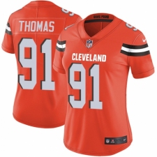 Women's Nike Cleveland Browns #91 Chad Thomas Orange Alternate Vapor Untouchable Elite Player NFL Jersey