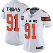 Women's Nike Cleveland Browns #91 Chad Thomas White Vapor Untouchable Limited Player NFL Jersey