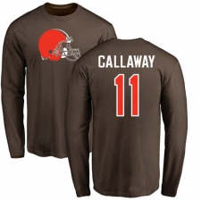 NFL Nike Cleveland Browns #11 Antonio Callaway Brown Name & Number Logo Long Sleeve T-Shirt