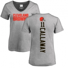 NFL Women's Nike Cleveland Browns #11 Antonio Callaway Ash Backer V-Neck T-Shirt