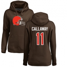 NFL Women's Nike Cleveland Browns #11 Antonio Callaway Brown Name & Number Logo Pullover Hoodie
