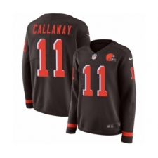 Women's Nike Cleveland Browns #11 Antonio Callaway Limited Brown Therma Long Sleeve NFL Jersey