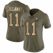 Women's Nike Cleveland Browns #11 Antonio Callaway Limited Olive/Gold 2017 Salute to Service NFL Jersey