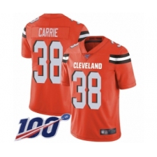 Men's Cleveland Browns #38 T. J. Carrie Orange Alternate Vapor Untouchable Limited Player 100th Season Football Jersey