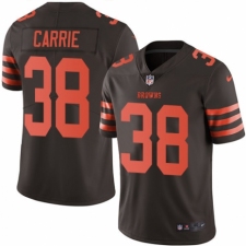 Men's Nike Cleveland Browns #38 T. J. Carrie Elite Brown Rush Vapor Untouchable NFL Jersey