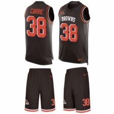 Men's Nike Cleveland Browns #38 T. J. Carrie Limited Brown Tank Top Suit NFL Jersey