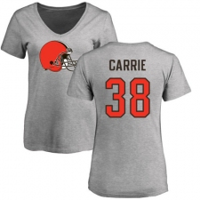 NFL Women's Nike Cleveland Browns #38 T. J. Carrie Ash Name & Number Logo T-Shirt