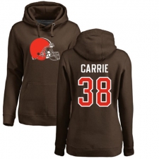 NFL Women's Nike Cleveland Browns #38 T. J. Carrie Brown Name & Number Logo Pullover Hoodie