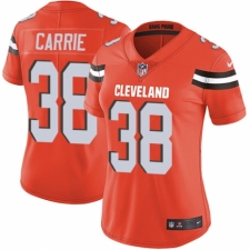 Women's Nike Cleveland Browns #38 T. J. Carrie Orange Alternate Vapor Untouchable Limited Player NFL Jersey