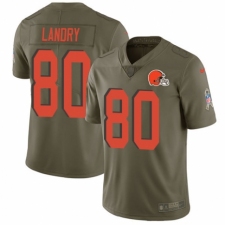 Men's Nike Cleveland Browns #80 Jarvis Landry Limited Olive 2017 Salute to Service NFL Jersey