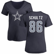 NFL Women's Nike Dallas Cowboys #86 Dalton Schultz Navy Blue Name & Number Logo Slim Fit T-Shirt
