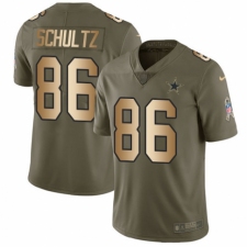 Youth Nike Dallas Cowboys #86 Dalton Schultz Limited Olive/Gold 2017 Salute to Service NFL Jersey