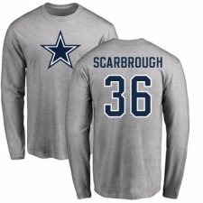 NFL Nike Dallas Cowboys #36 Bo Scarbrough Ash Name & Number Logo Long Sleeve T-Shirt