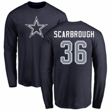 NFL Nike Dallas Cowboys #36 Bo Scarbrough Navy Blue Name & Number Logo Long Sleeve T-Shirt