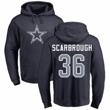 NFL Nike Dallas Cowboys #36 Bo Scarbrough Navy Blue Name & Number Logo Pullover Hoodie