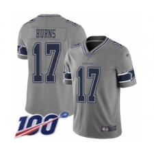 Men's Dallas Cowboys #17 Allen Hurns Limited Gray Inverted Legend 100th Season Football Jersey