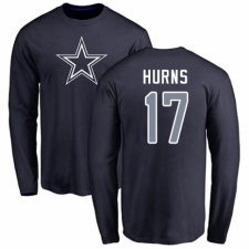 NFL Nike Dallas Cowboys #17 Allen Hurns Navy Blue Name & Number Logo Long Sleeve T-Shirt