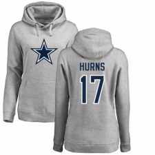 NFL Women's Nike Dallas Cowboys #17 Allen Hurns Ash Name & Number Logo Pullover Hoodie