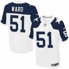 Men's Nike Dallas Cowboys #51 Jihad Ward Elite White Throwback Alternate NFL Jersey