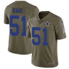 Men's Nike Dallas Cowboys #51 Jihad Ward Limited Olive 2017 Salute to Service NFL Jersey