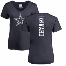 NFL Women's Nike Dallas Cowboys #51 Jihad Ward Navy Blue Backer T-Shirt