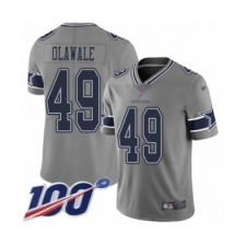 Men's Dallas Cowboys #49 Jamize Olawale Limited Gray Inverted Legend 100th Season Football Jersey