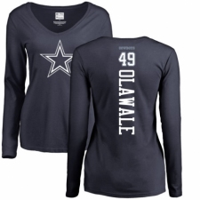 NFL Women's Nike Dallas Cowboys #49 Jamize Olawale Navy Blue Backer Slim Fit Long Sleeve T-Shirt