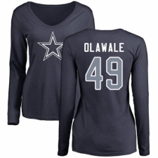 NFL Women's Nike Dallas Cowboys #49 Jamize Olawale Navy Blue Name & Number Logo Slim Fit Long Sleeve T-Shirt