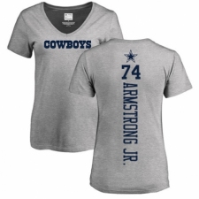 NFL Women's Nike Dallas Cowboys #74 Dorance Armstrong Jr. Ash Backer V-Neck T-Shirt