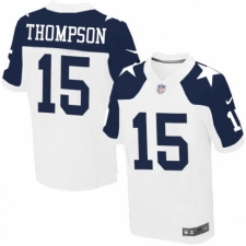 Men's Nike Dallas Cowboys #15 Deonte Thompson Elite White Throwback Alternate NFL Jersey