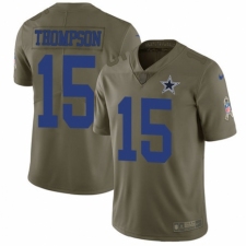 Men's Nike Dallas Cowboys #15 Deonte Thompson Limited Olive 2017 Salute to Service NFL Jersey