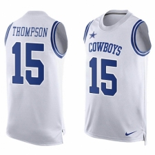Men's Nike Dallas Cowboys #15 Deonte Thompson Limited White Player Name & Number Tank Top NFL Jersey