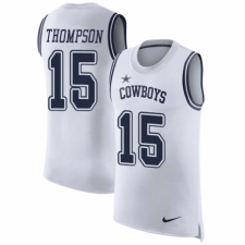 Men's Nike Dallas Cowboys #15 Deonte Thompson White Rush Player Name & Number Tank Top NFL Jersey