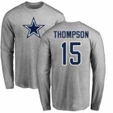 NFL Nike Dallas Cowboys #15 Deonte Thompson Ash Name & Number Logo Long Sleeve T-Shirt