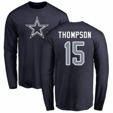 NFL Nike Dallas Cowboys #15 Deonte Thompson Navy Blue Name & Number Logo Long Sleeve T-Shirt
