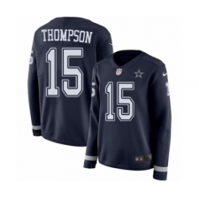 Women's Nike Dallas Cowboys #15 Deonte Thompson Limited Navy Blue Therma Long Sleeve NFL Jersey