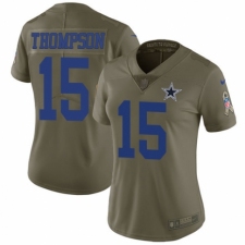 Women's Nike Dallas Cowboys #15 Deonte Thompson Limited Olive 2017 Salute to Service NFL Jersey