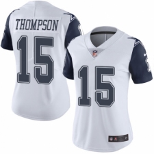 Women's Nike Dallas Cowboys #15 Deonte Thompson Limited White Rush Vapor Untouchable NFL Jersey