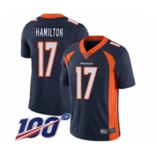 Men's Denver Broncos #17 DaeSean Hamilton Navy Blue Alternate Vapor Untouchable Limited Player 100th Season Football Jersey